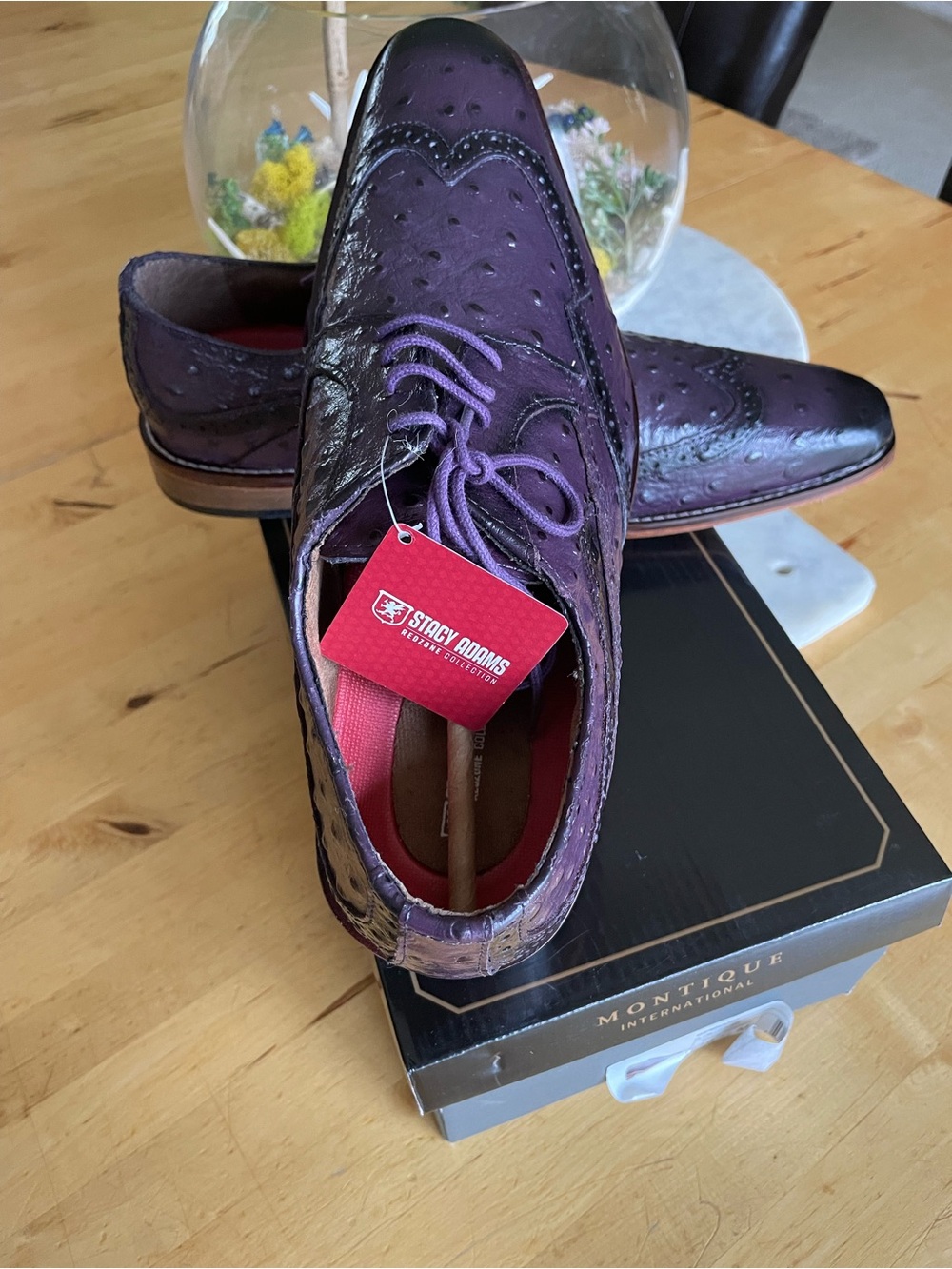 Stacy Adams Purple Wingtip Brogue Leather Oxford